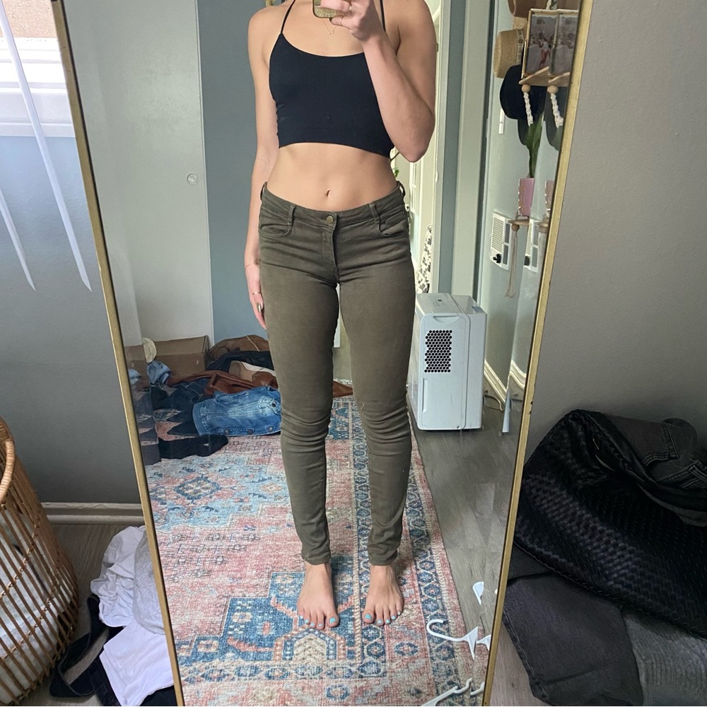 Zara Trafaluc Olive Green Stretch Skinny Jean